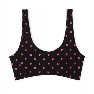PINK Victoria’s Secret All Day Cotton Scoop Sports Bra Logo Black Pink Med NWT